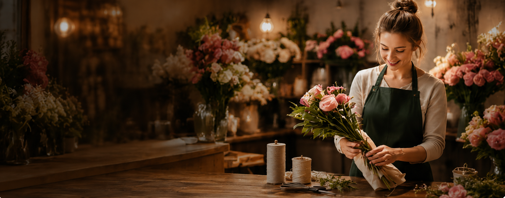 Florist working in Maison Fleurie